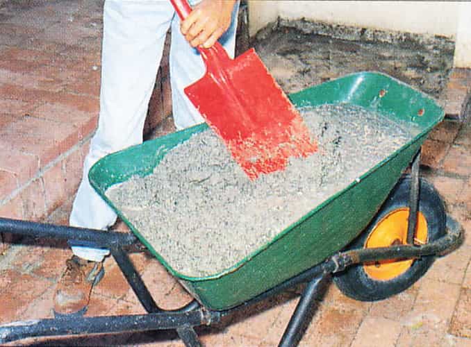 concrete in wheelbarrow