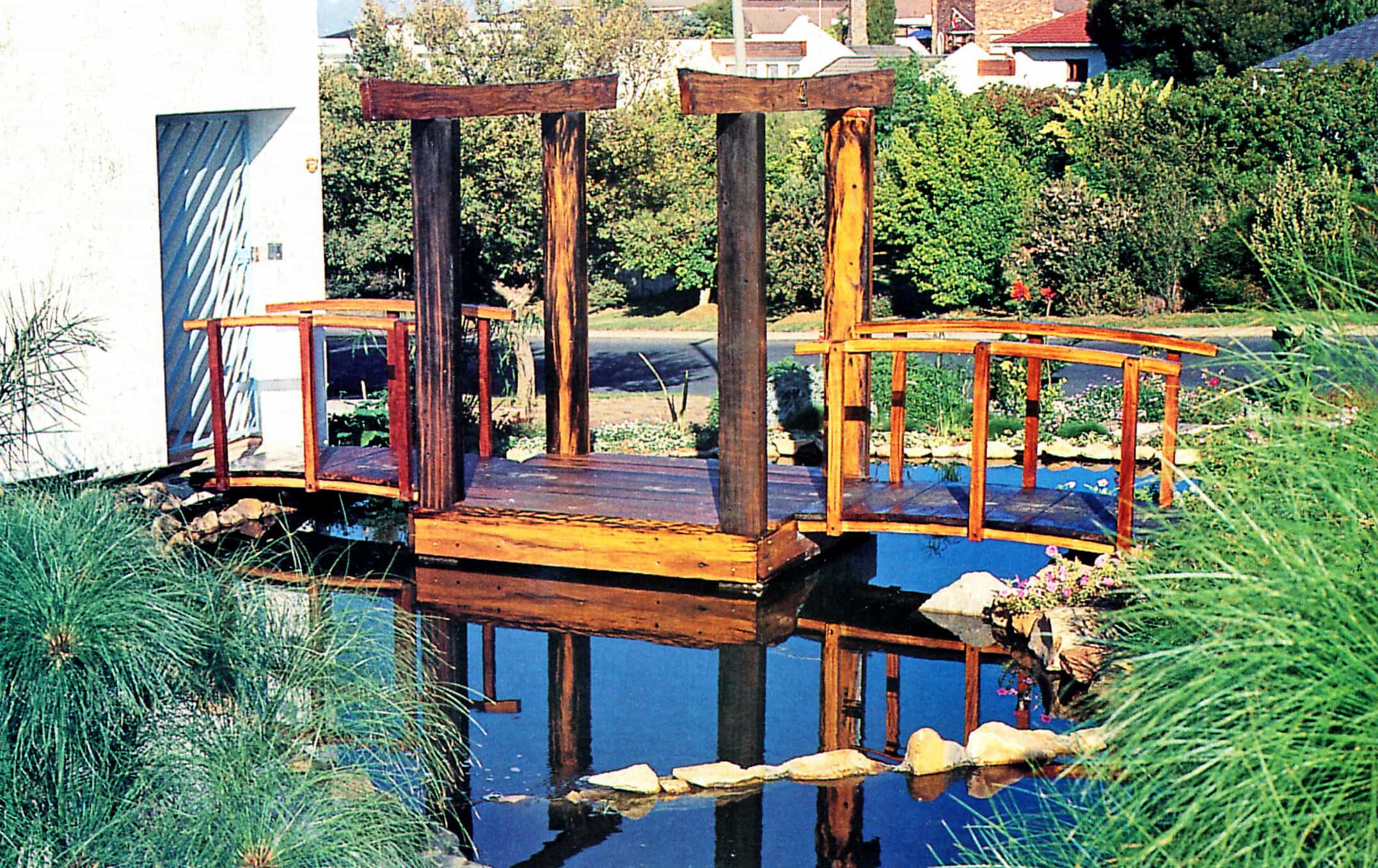 crossing water on a Japanese Bridge