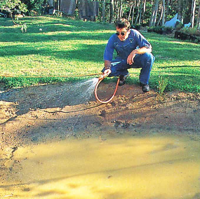 clay pond spray water